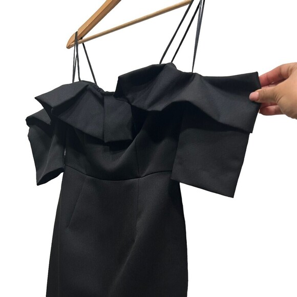 Cooper St NWT Womens Black Ruffle Popover Off-Shoulder Lined Sheath Dress Size 4 - Picture 9 of 11